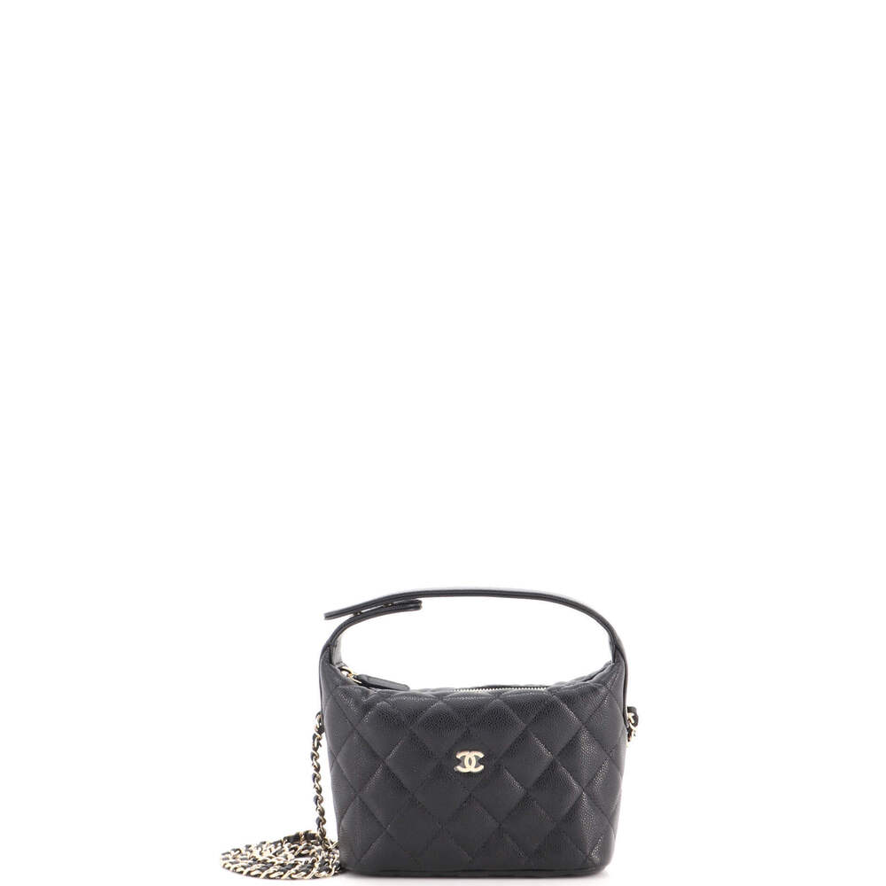 Chanel CC Hobo Clutch with Chain Quilted Caviar